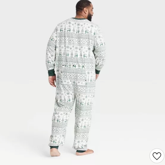 Men's Reindeer Good Tidings Union Suit Green/Cream - Hearth & Hand - Picture 2 of 7